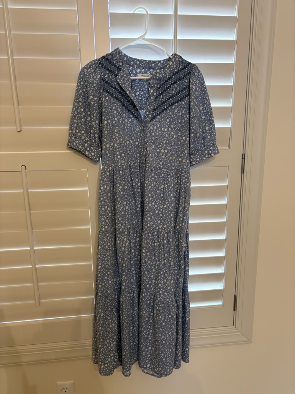 Madewell Blue Floral Tiered Maxi Dress